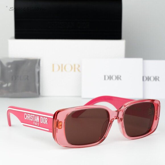 Dior Women Sunglasses Fuchsia Bordeaux Rectangle WILDIOR S2U 73D0 NEW AUTHENTIC - Picture 1 of 12